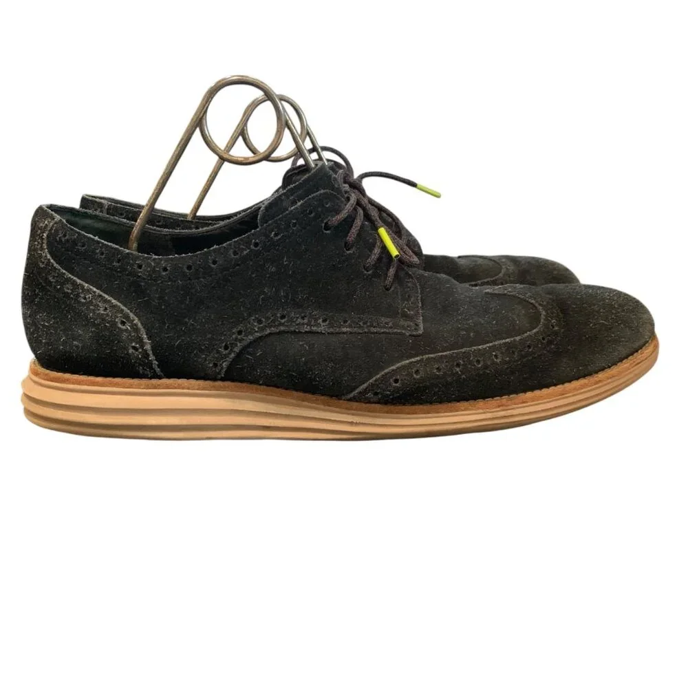 Cole Haan‎ Lunargrand Wingtip Black Suede Brogue Oxford Sneakers Men's 13
